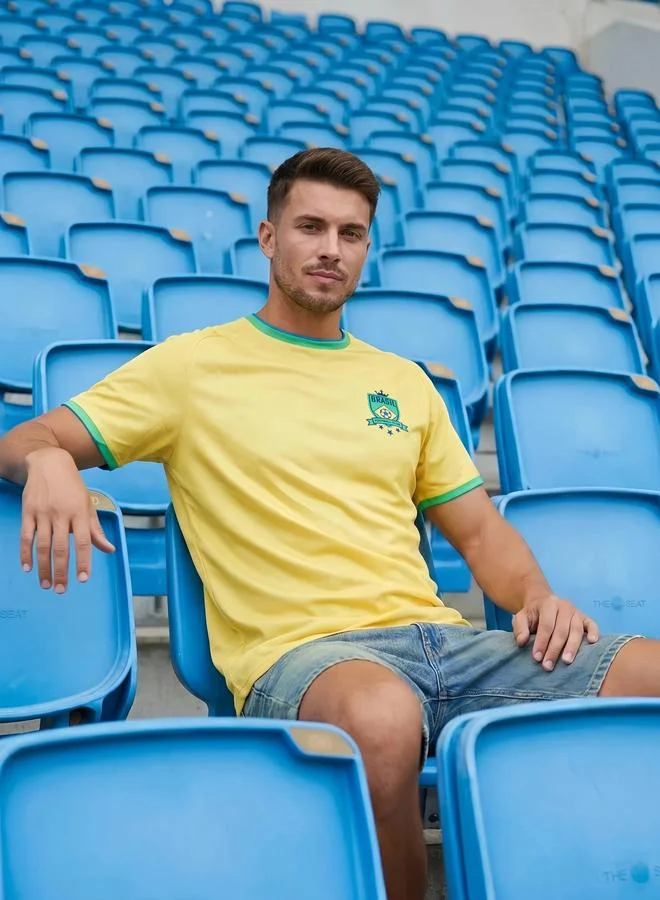 Styli Active Yellow Men Brazil Short Sleeve Jersey FIFA Football T-Shirt for Men | Best Price UAE
