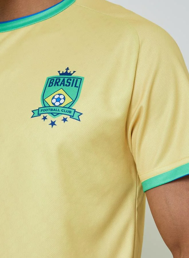 Styli Active Yellow Men Brazil Short Sleeve Jersey FIFA Football T-Shirt for Men | Best Price UAE