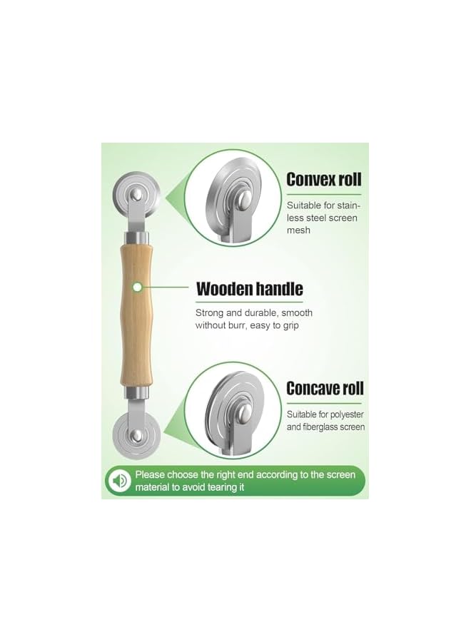 The Bros عدة أدوات إصلاح وتركيب شبكة النوافذ 3 في 1، تشمل استبدال سبلين بطول 32.8 قدم، أداة أسطوانة فولاذية مع محامل، خطاف إزالة سبلين، لتركيب شاشات النوافذ والأبواب. - Image 2