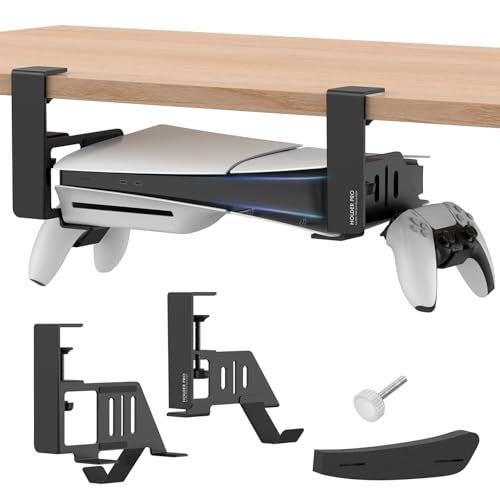 JUSPRO PS5 Under Desk Mount Holder Accessories Compaitble with PS5 Pro/Slim/Disc & Digital Edition Console - Image 1