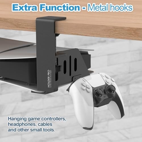 JUSPRO PS5 Under Desk Mount Holder Accessories Compaitble with PS5 Pro/Slim/Disc & Digital Edition Console - Image 5