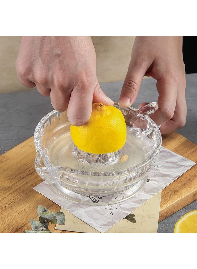 يلا جوي زجاج اليدوي عصير الليمون، النمط القديم واضح زجاج الليمون الضغط مع مقبض وصب بوق، ريمر ثقيل الوزن للفواكه الحمضية الصغيرة، مثالية للمطبخ وبار استخدام - Image 3