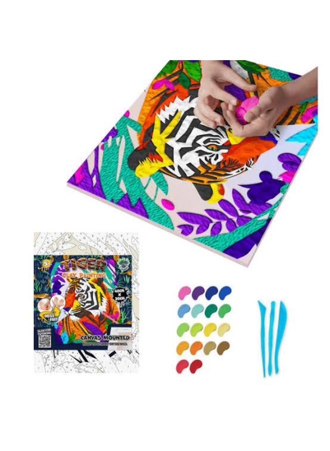 Clay Painting Canvas Mounted - Tiger