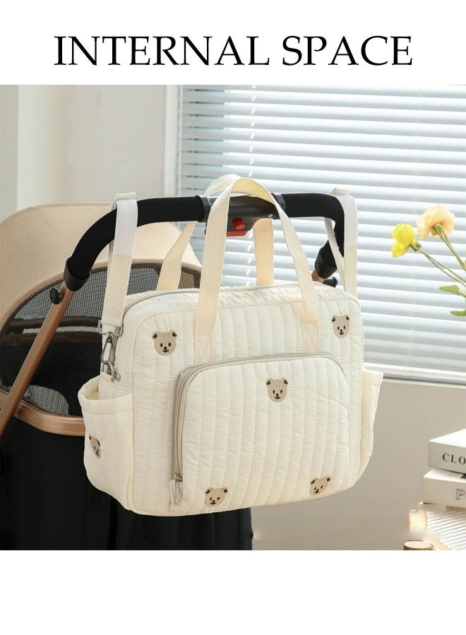 Baby Diaper Bag Tote，Baby Stroller Storage Bag，Embroidered Mommy Bag for Outdoor ，with Multi Pocket and Handle，Sturdy and Durable，for Travel and Maternity - Image 5