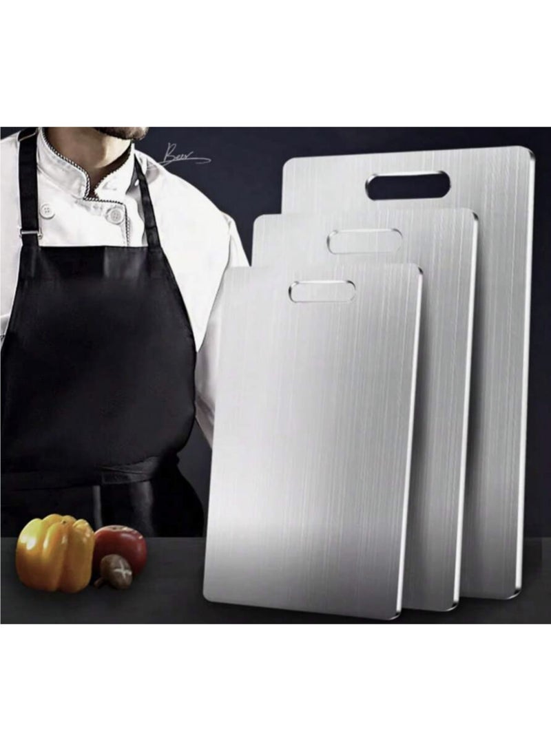 دينكس 3 قطع من ألواح التقطيع المصنوعة من الفولاذ المقاوم للصدأ ذات الوجهين والمقاوم للعفن والبكتيريا - Image 1