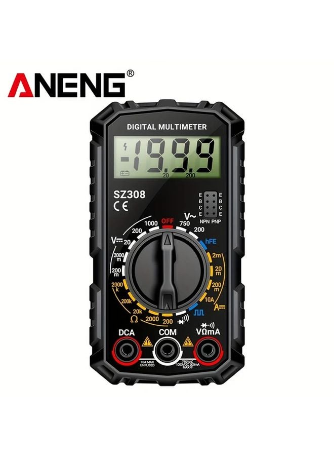 ANENG SZ308 Black Digital Multimeter 1999 Counts AC DC Voltage 10A Current Tester - Image 1