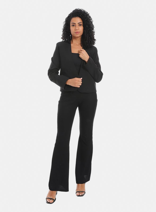 Andora Open Neckline Slip On Short Blazer_Black - Image 5