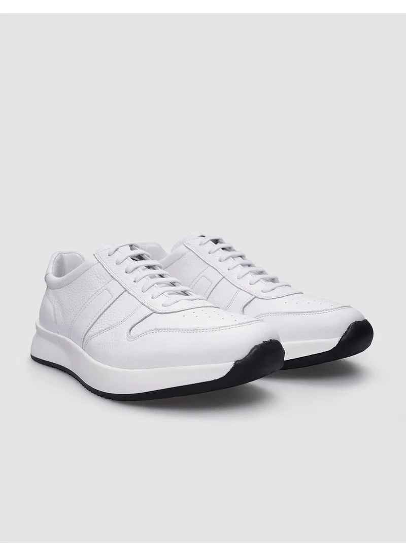 كاباني Leather White Lace-Up Men's Sneaker