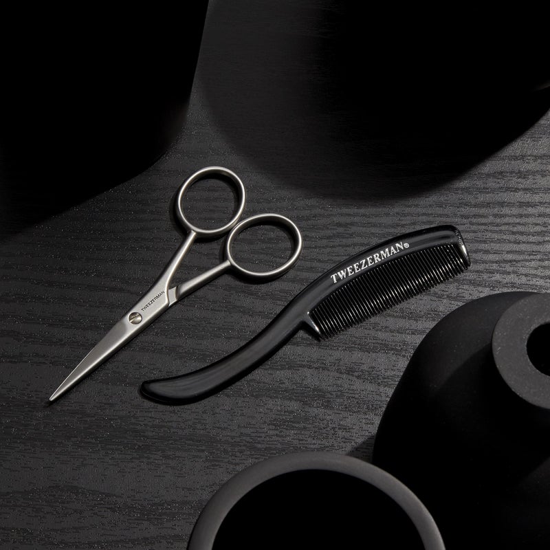 Tweezerman G.E.A.R. Moustache Scissors and Comb, Black - Image 2