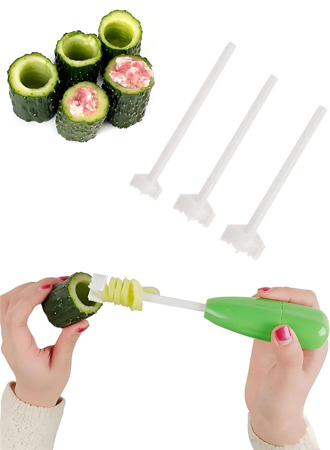 مفك براغي للخضراوات، مثقاب خضراوات مجوف، 4 أحجام برأس قابل للاستبدال، أداة حفر لولبية للخضراوات، أداة مطبخ، تزيل بذور الخضراوات والفواكه بسهولة - Image 1
