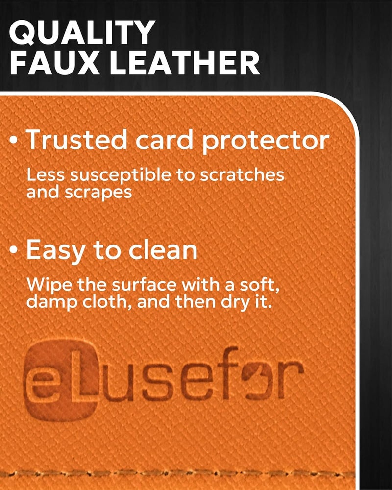 eLusefor Stick-On Phone Wallet for Back of iPhone or Android Case | 6 Sleeve Credit Card Holder - Pocket for Cards, Money & ID - Built-in Stand - Waterproof Material - Travel, Work & Life-Proof (Orange) - Image 4