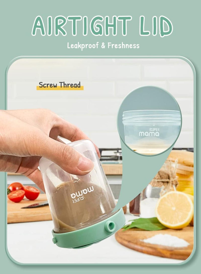 سوبر ماما 6 عبوات من علب تخزين أغذية الأطفال 100٪ مانعة للتسرب محكمة الغلق مع مؤشر قياس أوعية تخزين الطعام البلاستيكية للزبادي المهروس بالفواكه ، إلخ (60 مل ، 120 مل ، 200 مل) - Image 5