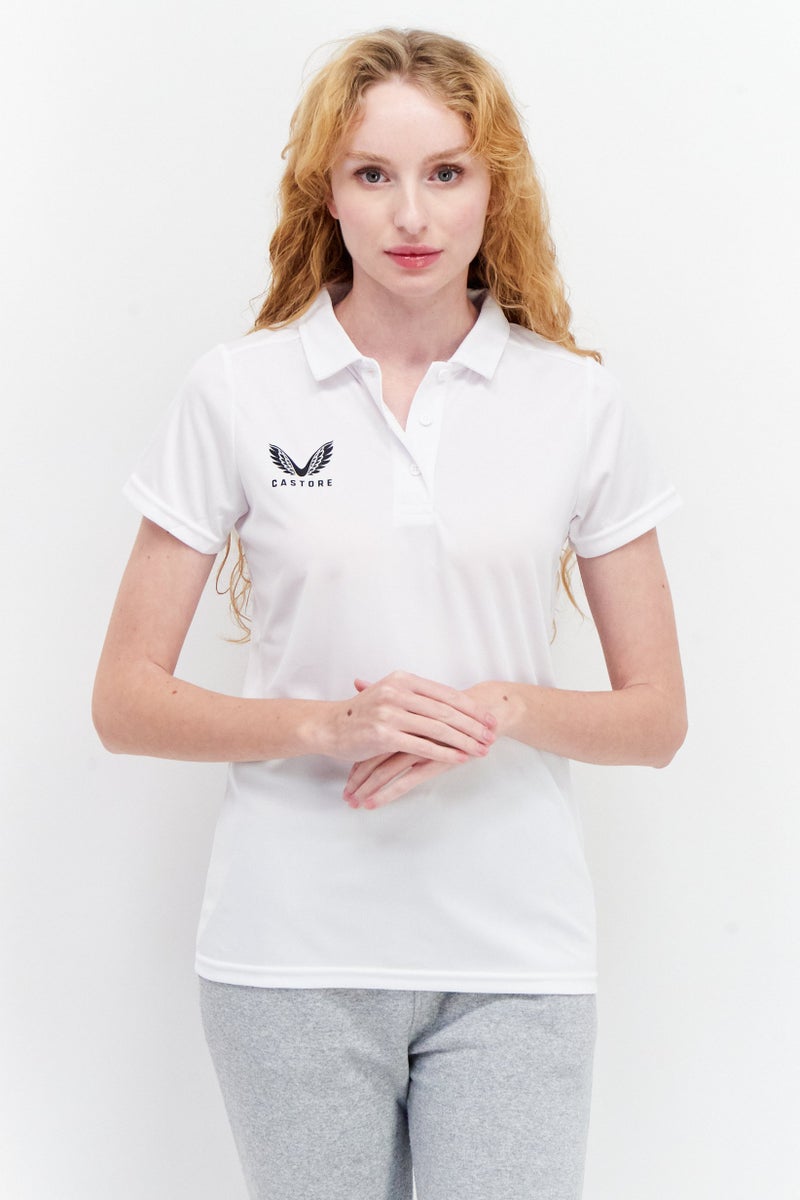 CASTORE Women Sportswear Fit Brand Logo Training Polo Shirt, White - Image 1