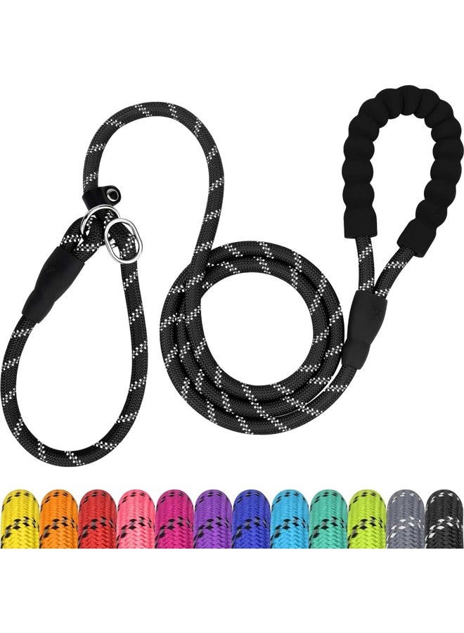 TagME Slip Rope Dog Lead for Medium Dogs,1.8m Reflective Slip Leads with Soft Padded Handle, 12 Colors Slip-On Nylon Leash for Training / Walking, Black - Image 1