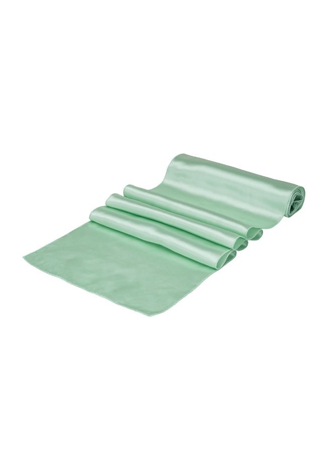 Restaurantware Table Tek 12 x 108 Inch Table Runners, 10 Satin Long Table Runners - Machine Washable, Decorative, Light Green Polyester Party Table Runners, For Weddings And Events, - Image 1