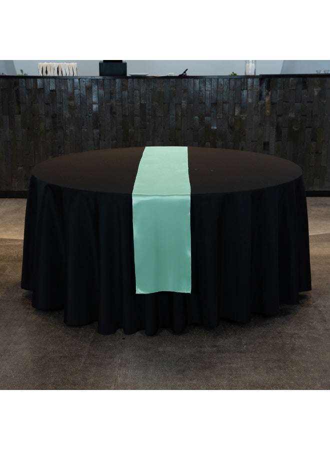 Restaurantware Table Tek 12 x 108 Inch Table Runners, 10 Satin Long Table Runners - Machine Washable, Decorative, Light Green Polyester Party Table Runners, For Weddings And Events, - Image 4