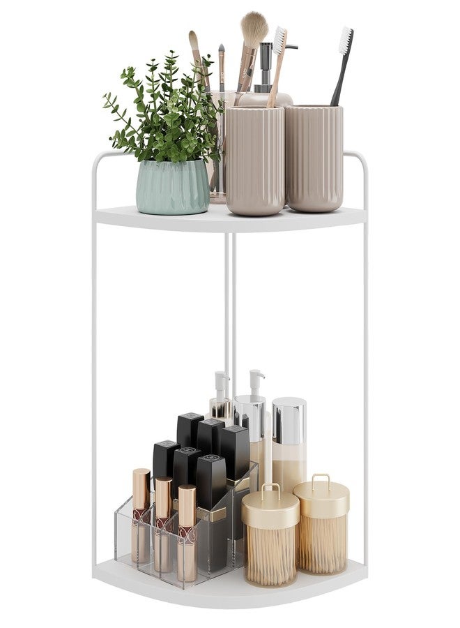 Forest Angle Bathroom Counter Organizer,Countertop Organizer,Vanity Organizers,Bathroom Storage,Bathrooms Sink Organizers,Counter Shelf,Corner Counter,Corner Shelves(White) - Image 1