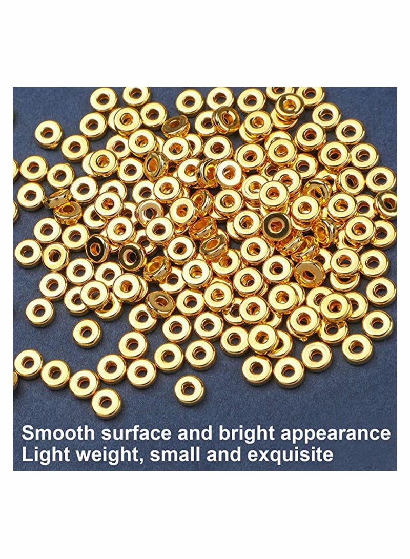 SYOSI 1000 Pcs 6mm Gold Beads Flat Round Spacer Beads Disc, Loose Clay Beads Jewelry Making, Round Polymer Clay Spacer Beads for DIY Jewelry Bracelet Necklace Earring Craft Kit Supplies - Image 2