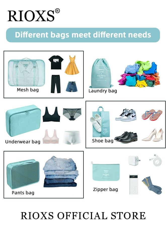 ريوكس 7 قطع مكعبات تغليف للسفر، منظم مكعبات تغليف أمتعة مقاوم للماء، مجموعة مكعبات تغليف للسفر، مكعبات تخزين الملابس والأحذية، حقائب منظم سفر قابلة لإعادة الاستخدام للأغراض الأساسية للسفر - Image 3