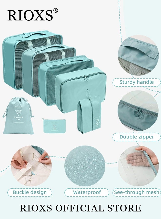 ريوكس 7 قطع مكعبات تغليف للسفر، منظم مكعبات تغليف أمتعة مقاوم للماء، مجموعة مكعبات تغليف للسفر، مكعبات تخزين الملابس والأحذية، حقائب منظم سفر قابلة لإعادة الاستخدام للأغراض الأساسية للسفر - Image 5
