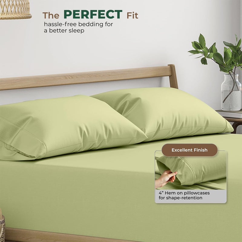 THREAD SPREAD 100% Organic Cotton Pillow Cases Standard Size - Natural Cotton Pillow Cases Queen Size Set of 2 (Sage Green), Soft, Cooling, Crisp & Breathable Percale Weave Pillowcase, GOTS Certified - Image 4