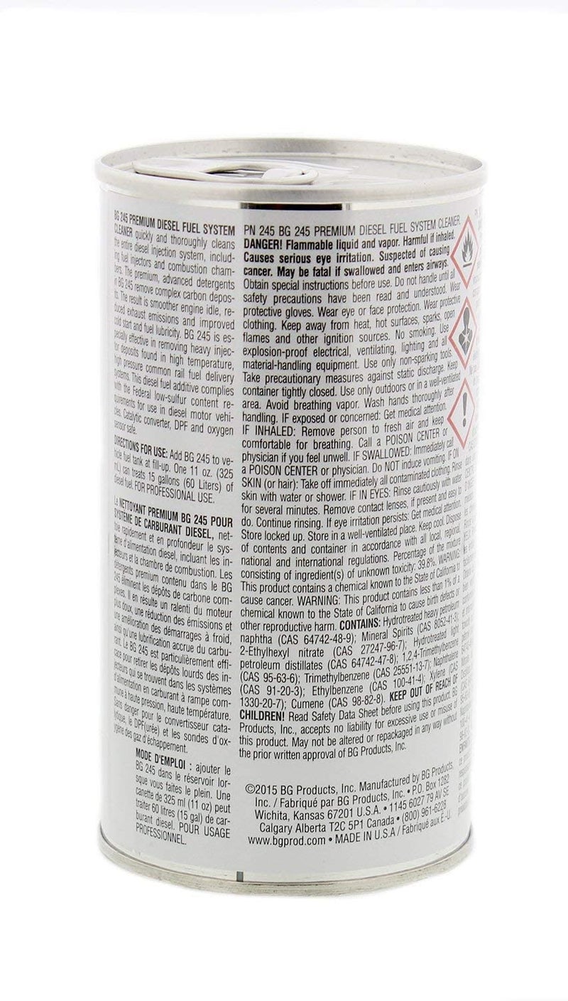 B&G BG 245 Premium Diesel Fuel System Cleaner 11 OZ CAN - Image 2
