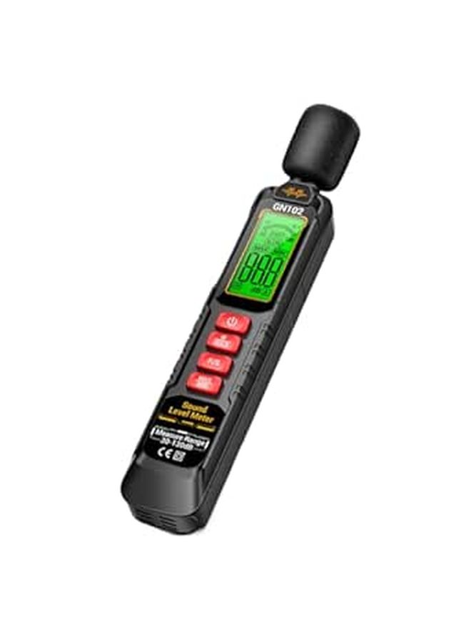 مقياس ديسيبل الصوت قارئ الضوضاء شاشة LCD رقمية كشف مرجح من النوع A نطاق 30-130 ديسيبل حفظ البيانات جهاز اختبار محمول للاستخدام المنزلي والمصنعي مع شاشة كبيرة وحافظة سوداء - Image 1