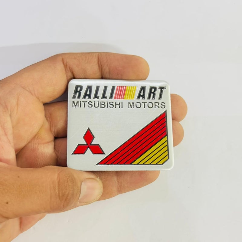 AUTO MT Emblems for Car & Bike Metal Lo.go and Grill Me.tal Lo.go, Auto Accessories for Car Emblem 3D Badge Auto Racing Sport Sticker Grand Tourer Decal. (Square RALLIART Sticker) - Image 1