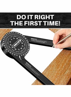 Y&D Miter Saw Protractor|7-Inch Aluminum Protractor Angle Finder Featuring Precision Laser-Inside & Outside for Carpenters, Plumbers and All Building Trades (Black)  - Image 4