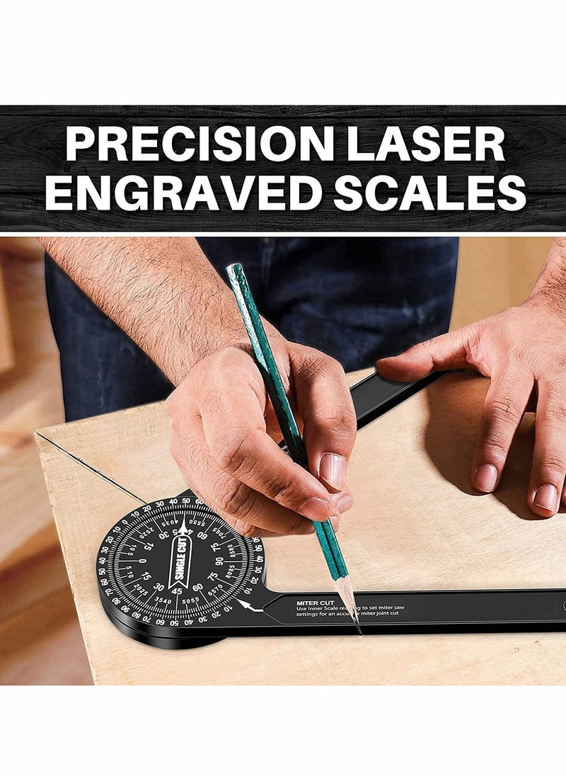 Y&D Miter Saw Protractor|7-Inch Aluminum Protractor Angle Finder Featuring Precision Laser-Inside & Outside for Carpenters, Plumbers and All Building Trades (Black)  - Image 5