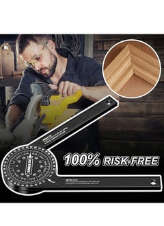 Y&D Miter Saw Protractor|7-Inch Aluminum Protractor Angle Finder Featuring Precision Laser-Inside & Outside for Carpenters, Plumbers and All Building Trades (Black)  - Image 3