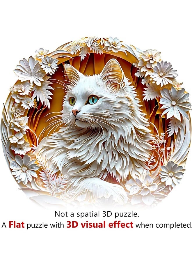 HALAMODO 3D Cute Cat Wooden Puzzles , A5 Size Wooden Puzzles 60 Pieces, Unique Animal Shaped Wood Challenging Jigsaw Puzzles Gifts for Adults - Image 3