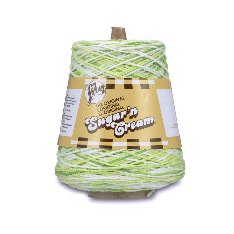 Lily Sugarn Cream Cotton Cone Yarn 14 oz Key Lime Pie Ombre 1 Cone