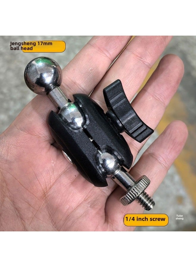 Generic Double 17mm Ball Head Turn 1/4 Pan-tilt Mobile Phone Bracket Cantilever Tripod Replacement Universal Wheel Adapter Connection Accessories-Body Color:Double Metal Ball Steering Joint (double 1/4 Screw)  - Image 5