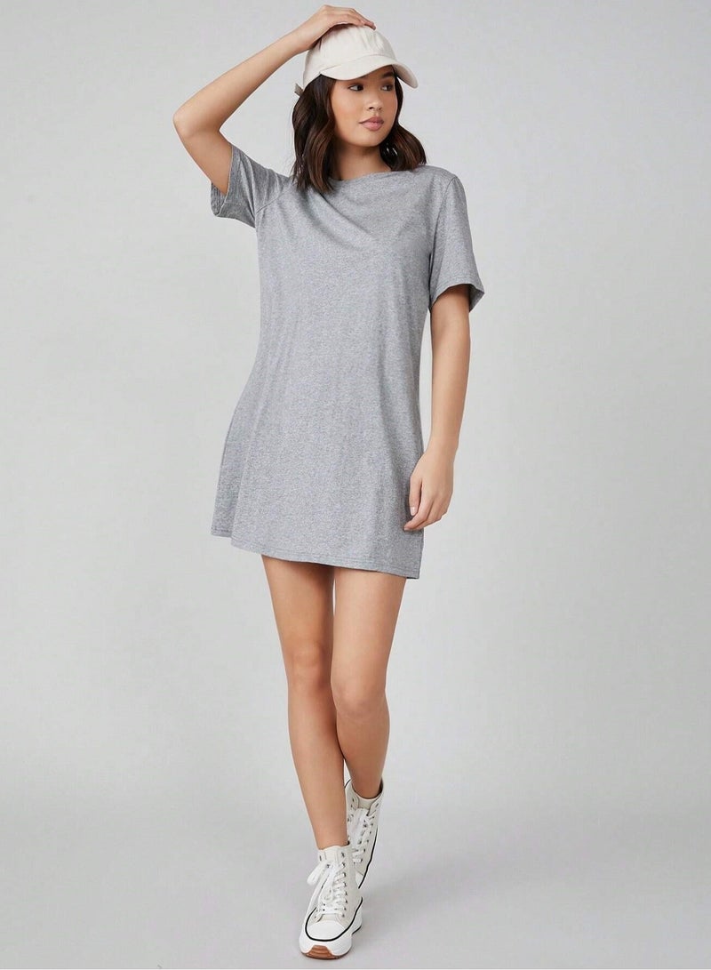 Mesery Dress Cotton Short Sleves-Grey  - Image 1
