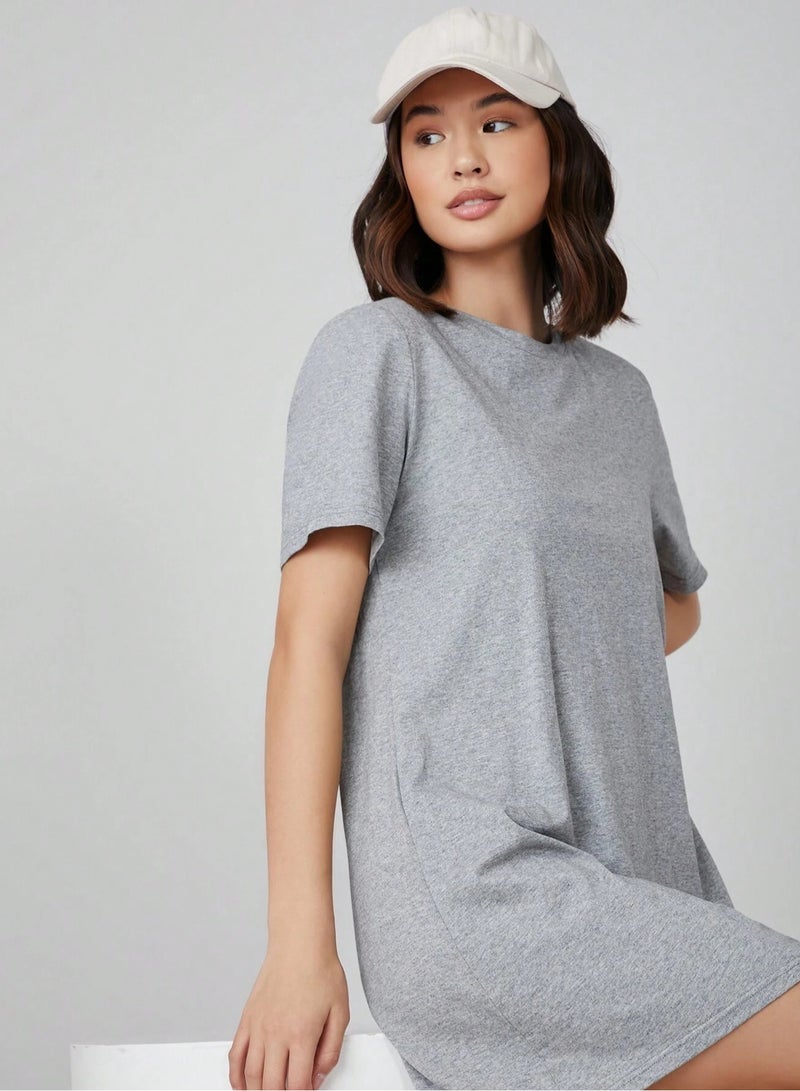 Mesery Dress Cotton Short Sleves-Grey  - Image 4