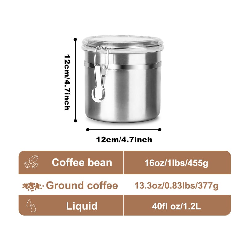 Walktosun Stainless Steel Food Container with Clear Lids Airtight Container Stackable Small Canisters Kitchen Pantry Storage for Cereal, Snacks, Candy, Herbs, Spices, Sugar, Tea (1.2L Silver) - Image 2
