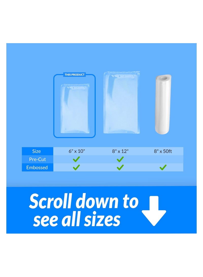 SYOSI Vacuum Sealer Bags, 100 Bags Pre-Cut Embossed Vacuum Bags, BPA Free Vacuum Seal Bags, Universal Design Pre-Cut Bag, for Sous Vide, Food Freezer Storage, Food Prep, Pint Size, Clear (6x10 in.)  - Image 4