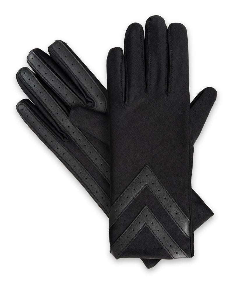 isotoner Womens Spandex Recycled Touchscreen Cold Weather Gloves with Warm Fleece Lining and Chevron Details - Image 4