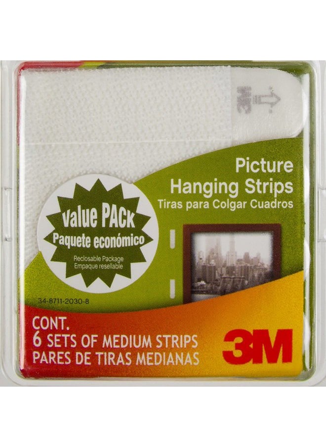 Command 3M 12ct Pack Picture & Frame Hanging Strips Sets Medium Size White Damage-Free  - Image 2