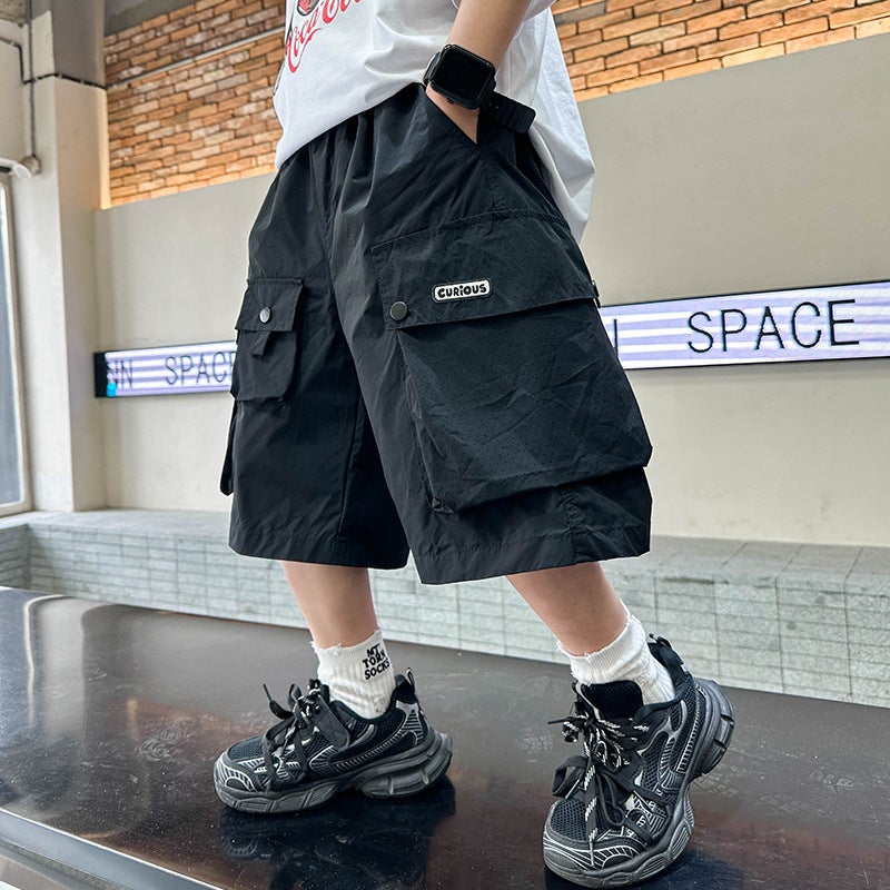 Boys' Summer Cargo Shorts – Breathable Polyester Five-Point Casual Shorts for Big Kids - Image 1