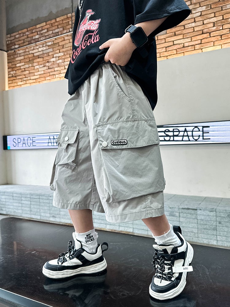 Boys' Summer Cargo Shorts – Breathable Polyester Five-Point Casual Shorts for Big Kids - Image 2