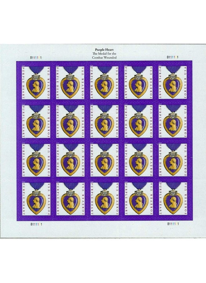 USPS Us Stamps Purple Heart Medal 2019 Scott 5419 Mint Full Sheet Of 20 Stamps Forever  - Image 1