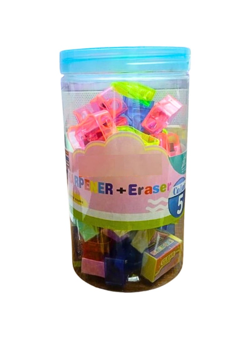 Terabyte Sharpner + Eraser Assorted Colors 48pcs 