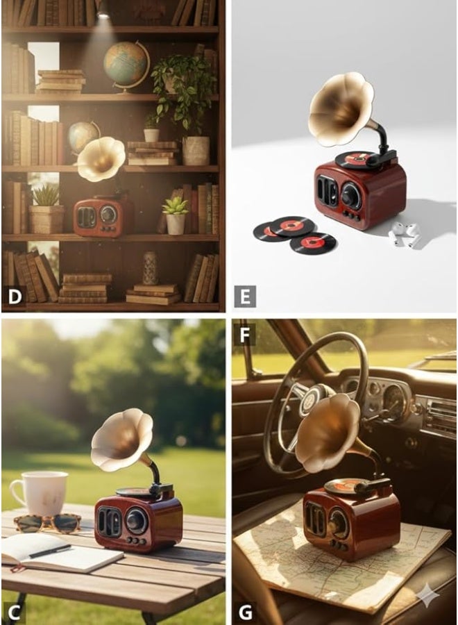 ماى سوق صندوق موسيقى كلاسيكي بتصميم جرامافون (Musical Box) - تحفة ديكور ريترو تعمل باللف اليدوي. - Image 5