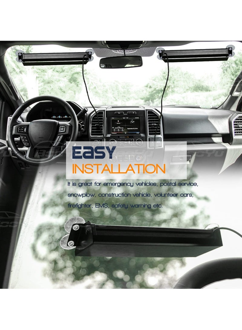 14.8 Inch LED Emergency Strobe Light Bar for Vehicles, Amber and White Flashing Lights, 12 LEDs, 12V 24V Hazard Warning for Police and Trucks - Image 3