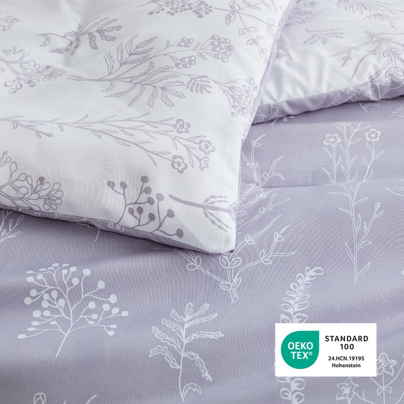 Bedsure King Comforter Set - Lavender Bed Set, 3 Pieces Cute Floral Bedding, 1 Soft Reversible Botanical Flowers Comforter and 2 Pillow Shams - Image 4