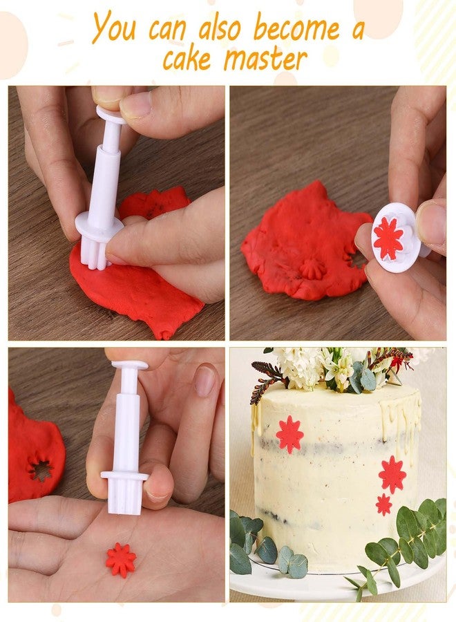 Hariendny Daisy Fondant Cutter, 4PCS Flower Plunger Cutters, 8Petals Daisy Cookie Cutter, Flower Cookie Cutter, Summer Cookie Cutters, Decorating Mold Tools for Biscuits, Sugar Cubes, Chocolate - Image 3