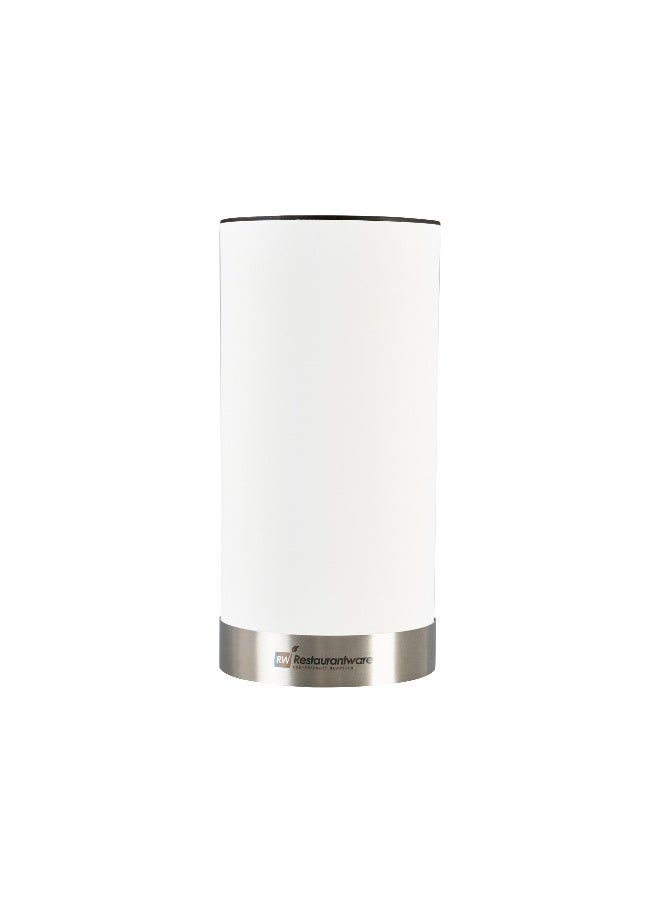 Restaurantware Sensei 4.3 x 8.8 Inch Round Knife Block, 1 Round Slotted Knife Holder - Soft Touch, Holds 9 Knives, White Plastic Universal Knife Holder, For Easy Storage,  - Image 1