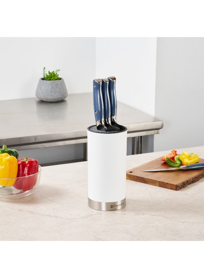 Restaurantware Sensei 4.3 x 8.8 Inch Round Knife Block, 1 Round Slotted Knife Holder - Soft Touch, Holds 9 Knives, White Plastic Universal Knife Holder, For Easy Storage,  - Image 3